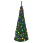 vidaXL Pop-up vianočný stromček s LED 150 cm 100 LED PVC Zelená – Obrázok 4