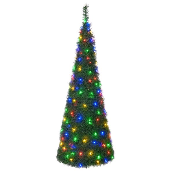 vidaXL Pop-up vianočný stromček s LED 150 cm 100 LED PVC Zelená – Obrázok 4