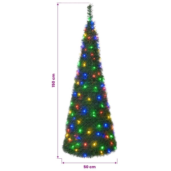 vidaXL Pop-up vianočný stromček s LED 150 cm 100 LED PVC Zelená – Obrázok 7