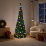 vidaXL Pop-up vianočný stromček s LED 210 cm 200 LED PVC Zelená