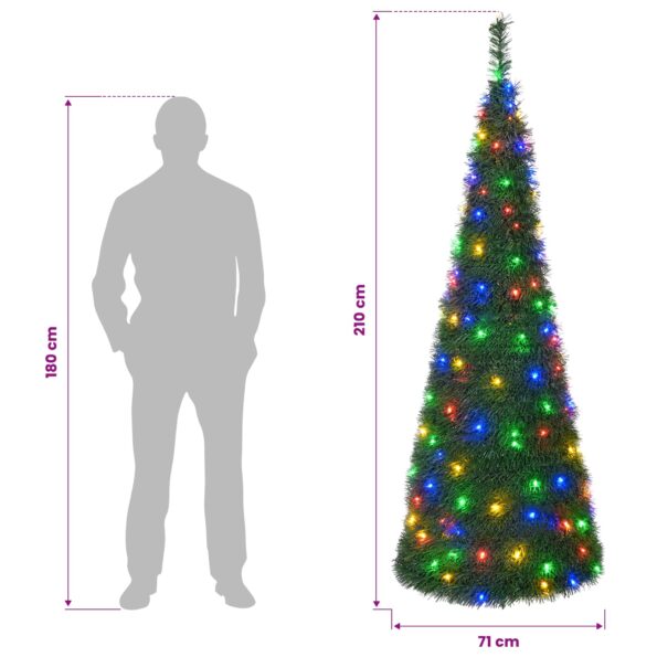 vidaXL Pop-up vianočný stromček s LED 210 cm 200 LED PVC Zelená – Obrázok 7