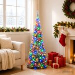 vidaXL Pop-up vianočný stromček s LED 150 cm 100 LED PVC – Obrázok 3