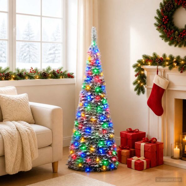 vidaXL Pop-up vianočný stromček s LED 150 cm 100 LED PVC – Obrázok 3