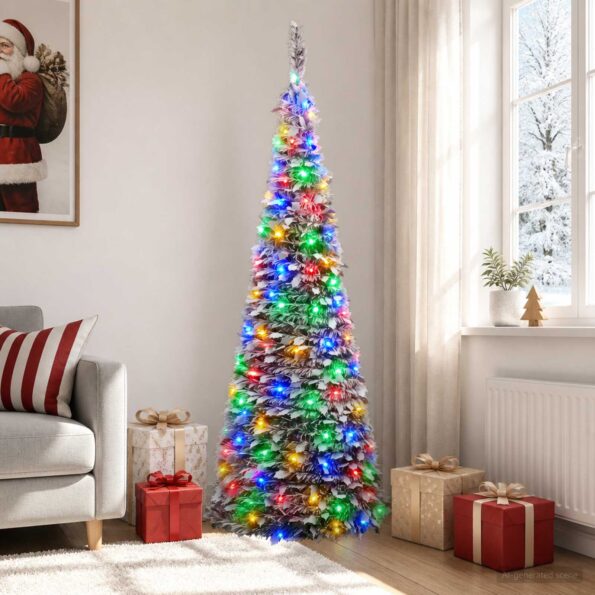 vidaXL Pop-up vianočný stromček s LED 210 cm 200 LED PVC – Obrázok 3