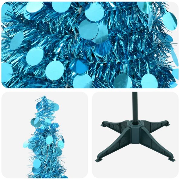 vidaXL Pop-up vianočný stromček 180 cm PET Modrá – Obrázok 4