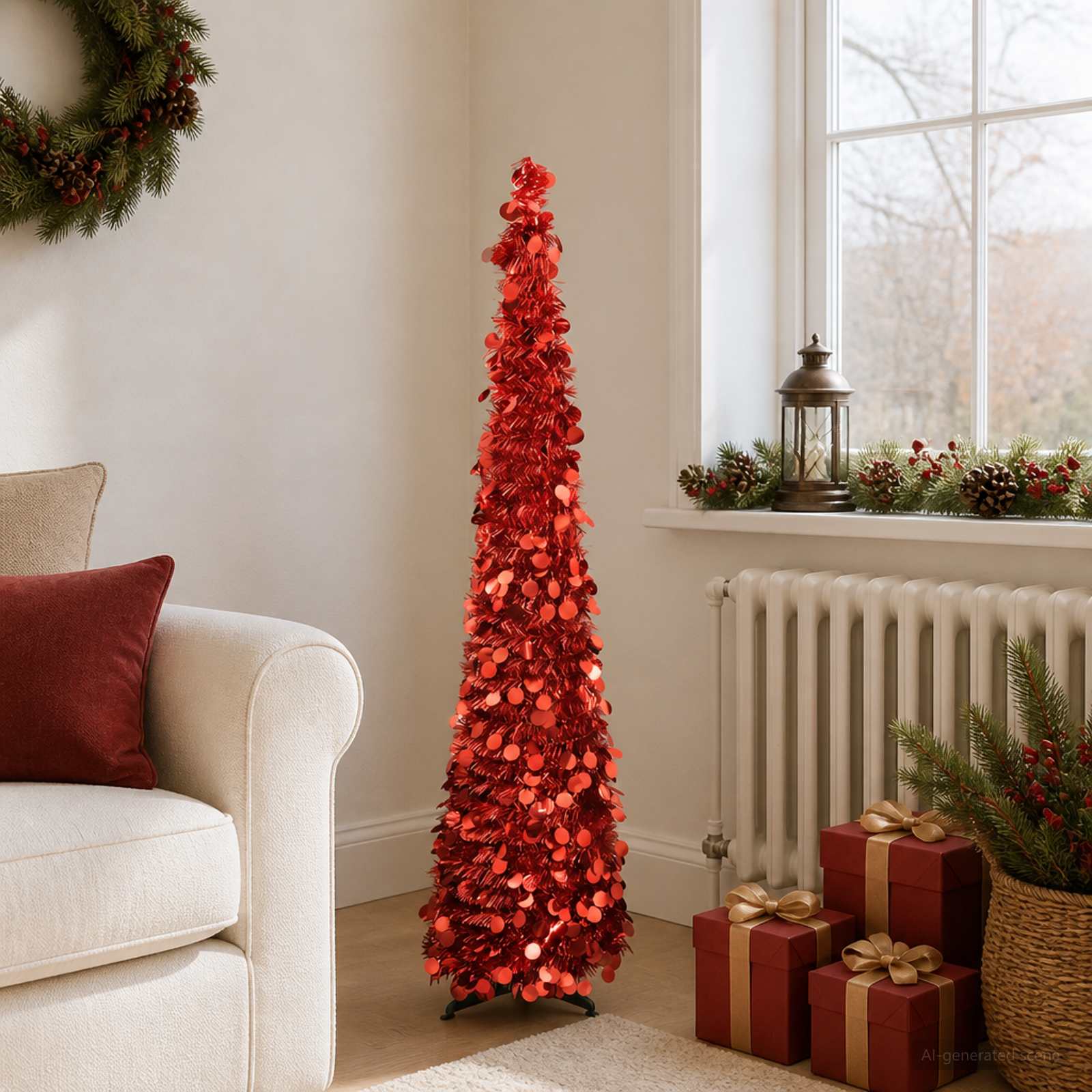 42055452_1.jpg vidaXL Pop-up vianočný stromček 150 cm PET Červená – Obrázok 1