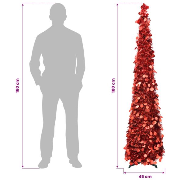 vidaXL Pop-up vianočný stromček 180 cm PET Červená – Obrázok 5