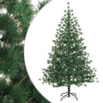 vidaXL Umelý Sklápací Vianočný Stromček 150 cm PVC a kov Zelená – Obrázok 2