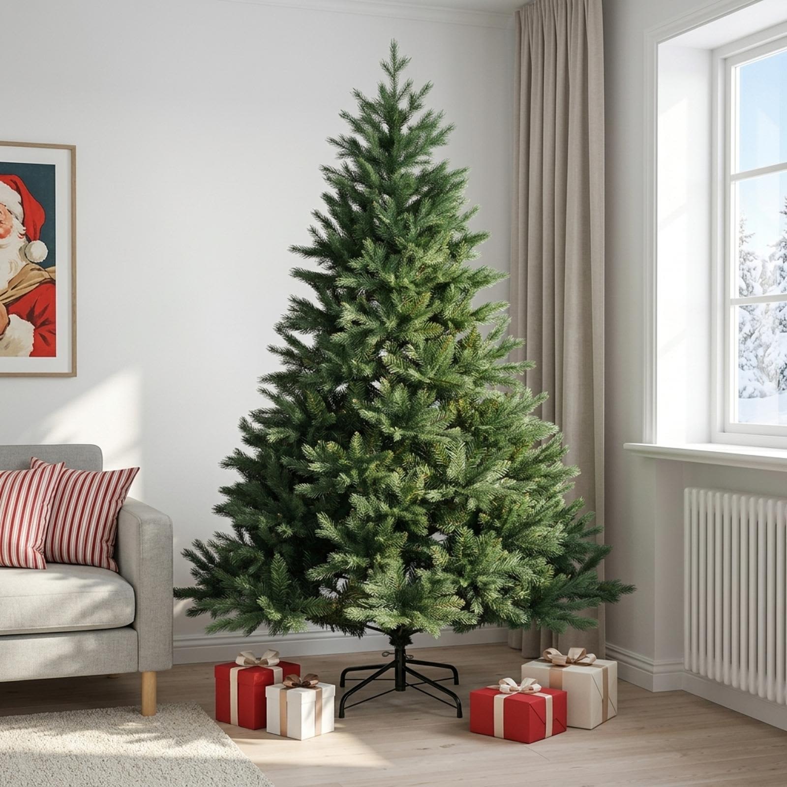 42055490_1.jpg vidaXL Umelý Sklápací Vianočný Stromček 210 cm PVC a kov Zelená – Obrázok 1
