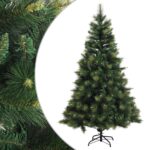 vidaXL Umelý Sklápací Vianočný Stromček 150 cm PVC a kov Zelená – Obrázok 2