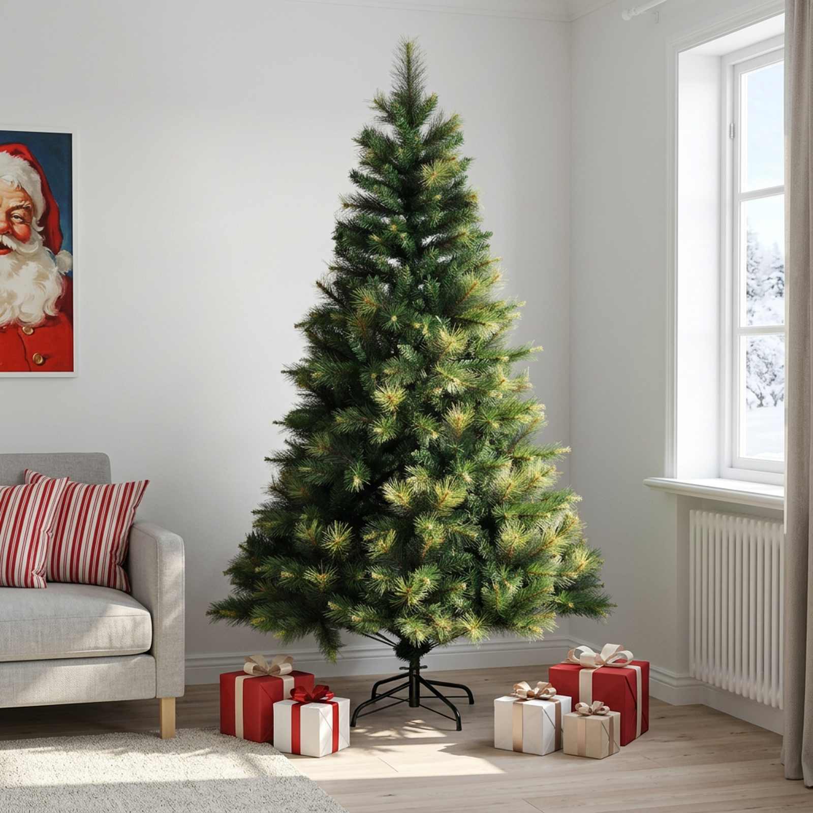 42055510_1.jpg vidaXL Umelý Sklápací Vianočný Stromček 210 cm PVC a kov Zelená – Obrázok 1
