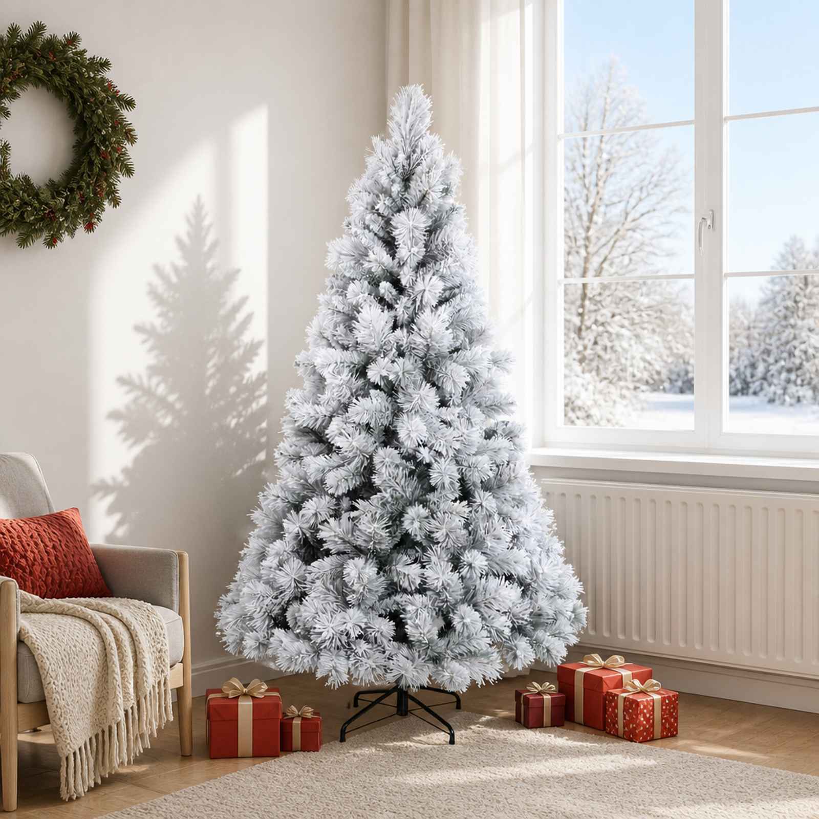 42055514_1.jpg vidaXL Umelý Sklápací Vianočný Stromček 180 cm PVC a kov – Obrázok 1