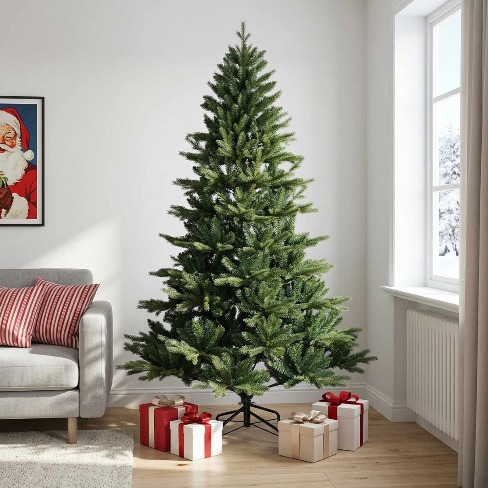 42055530_1.jpg vidaXL Umelý Sklápací Vianočný Stromček 210 cm PVC a kov Zelená – Obrázok 1