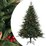 vidaXL Umelý Sklápací Vianočný Stromček 150 cm PVC a kov Zelená – Obrázok 2