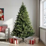 vidaXL Umelý Sklápací Vianočný Stromček 210 cm PVC a kov Zelená