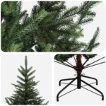 vidaXL Umelý Sklápací Vianočný Stromček 210 cm PVC a kov Zelená – Obrázok 4