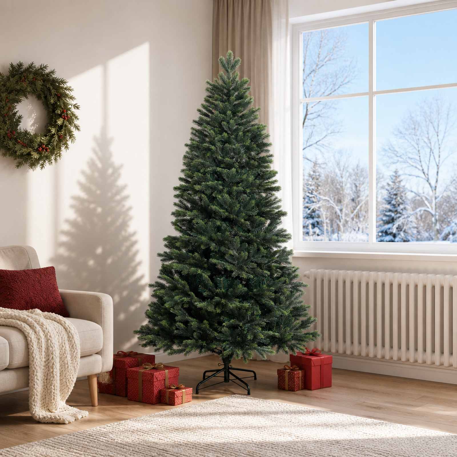42055579_1.jpg vidaXL Umelý Sklápací Vianočný Stromček 180 cm PVC a kov Zelená – Obrázok 1