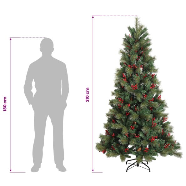vidaXL Umelý Sklápací Vianočný Stromček 210 cm PVC a kov Zelená – Obrázok 8