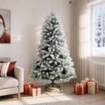 vidaXL Umelý Sklápací Vianočný Stromček 210 cm PVC a kov