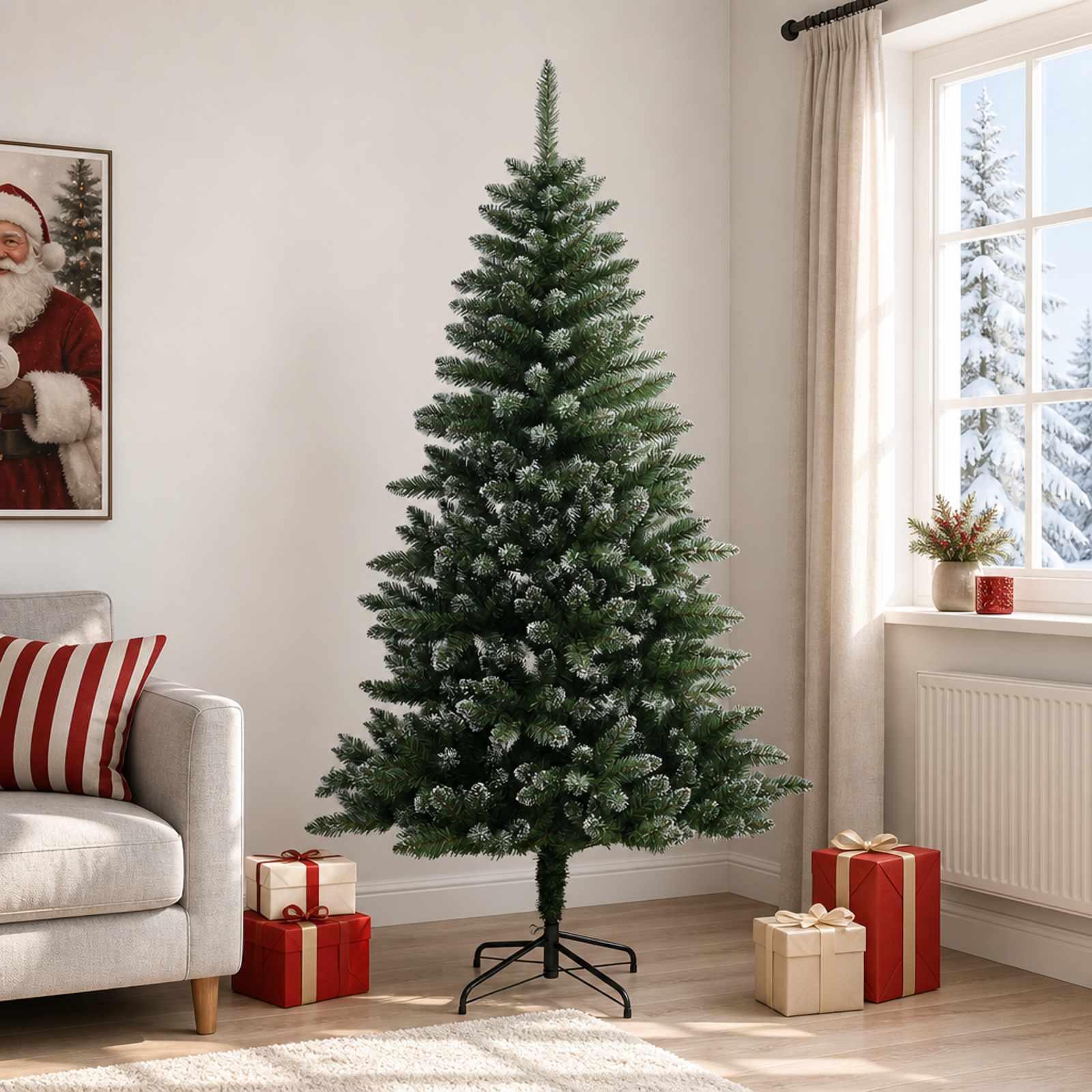 42055625_1.jpg vidaXL Umelý Sklápací Vianočný Stromček 180 cm PVC a kov Matné – Obrázok 1