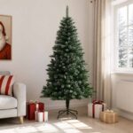 vidaXL Umelý Sklápací Vianočný Stromček 210 cm PVC a kov Matné