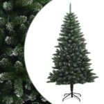 vidaXL Umelý Sklápací Vianočný Stromček 210 cm PVC a kov Matné – Obrázok 2