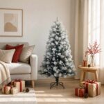 vidaXL Umelý Sklápací Vianočný Stromček 120 cm PVC a kov Šedý a biely