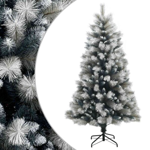 vidaXL Umelý Sklápací Vianočný Stromček 120 cm PVC a kov Šedý a biely – Obrázok 2