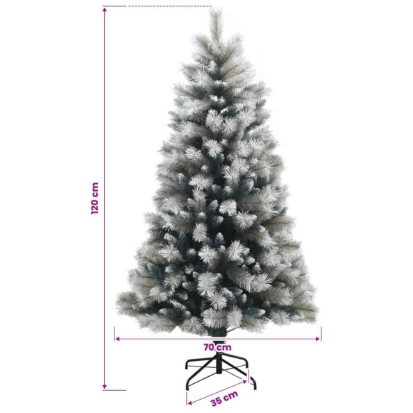 vidaXL Umelý Sklápací Vianočný Stromček 120 cm PVC a kov Šedý a biely – Obrázok 7
