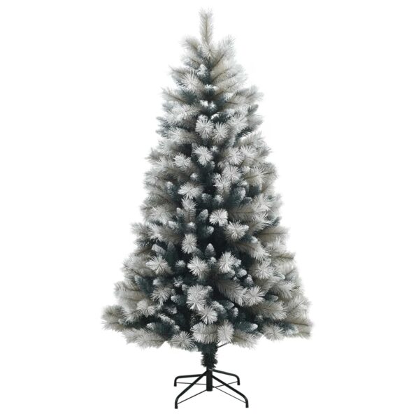 vidaXL Umelý Sklápací Vianočný Stromček 210 cm PVC a kov Šedý a biely – Obrázok 3