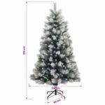 vidaXL Umelý Sklápací Vianočný Stromček 210 cm PVC a kov Šedý a biely – Obrázok 7
