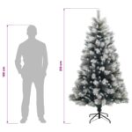 vidaXL Umelý Sklápací Vianočný Stromček 210 cm PVC a kov Šedý a biely – Obrázok 8