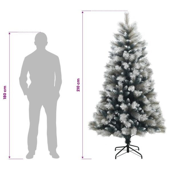 vidaXL Umelý Sklápací Vianočný Stromček 210 cm PVC a kov Šedý a biely – Obrázok 8