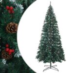 vidaXL Umelý vianočný stromček 400 cm PVC a oceľ Zelená a biela – Obrázok 2