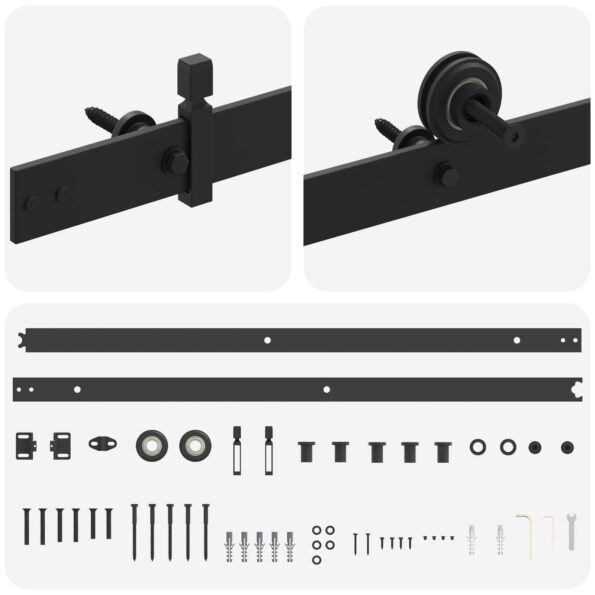 vidaXL Sada kovania na posuvné dvere 200 cm Oceľ Čierna – Obrázok 5