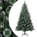 vidaXL Umelý vianočný stromček 210 cm PVC a kov Zelená – Obrázok 2
