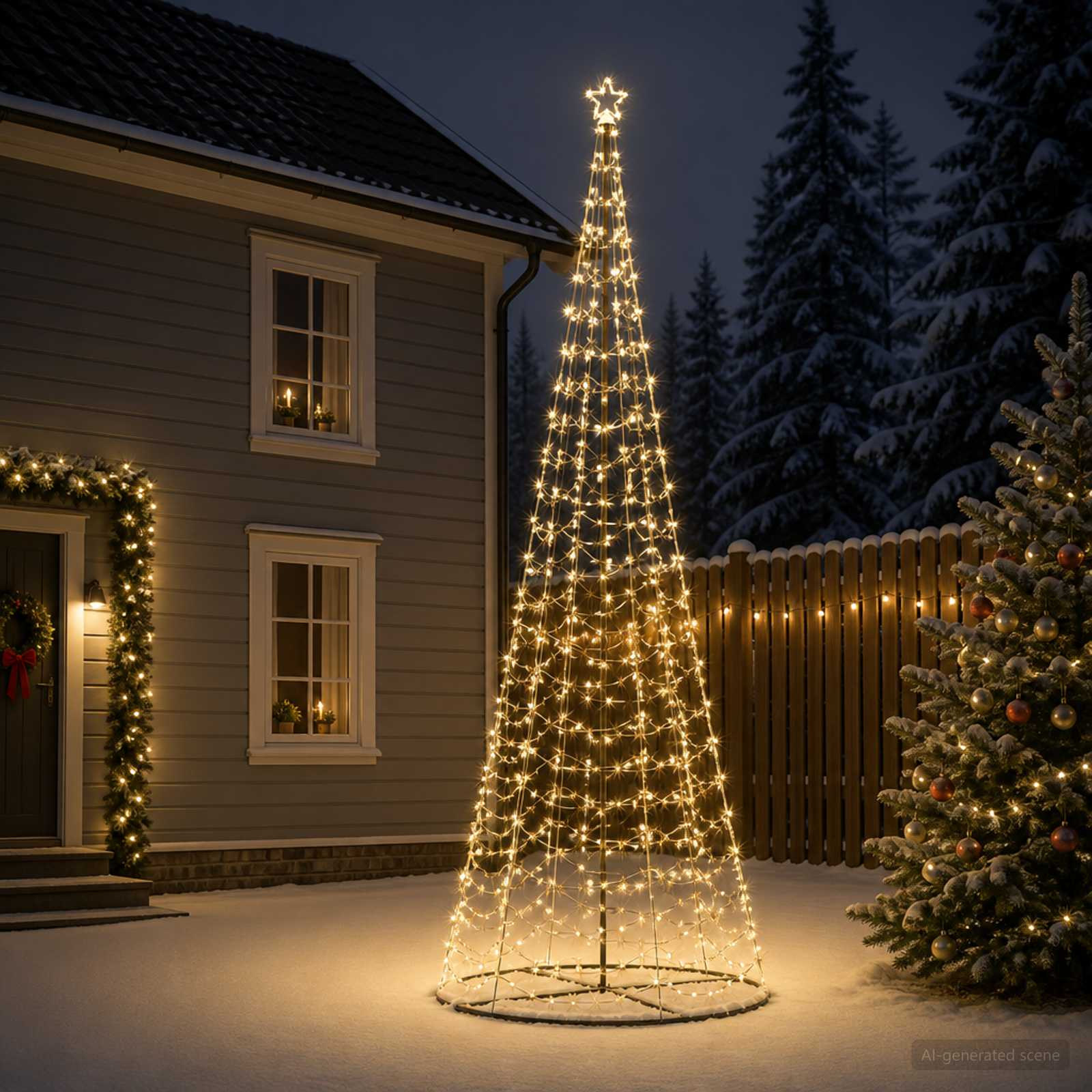 42056577_1.jpg vidaXL Špirálový LED vianočný stromček s podstavcom EKENAS 400 cm – Obrázok 1