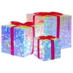 vidaXL Prizmatická iridescentná LED darčeková krabička 3 ks – Obrázok 2