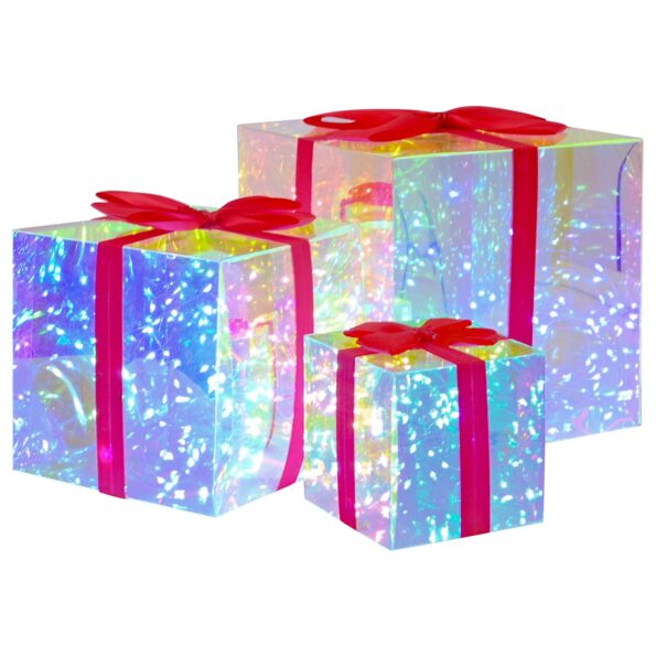 vidaXL Prizmatická iridescentná LED darčeková krabička 3 ks – Obrázok 2