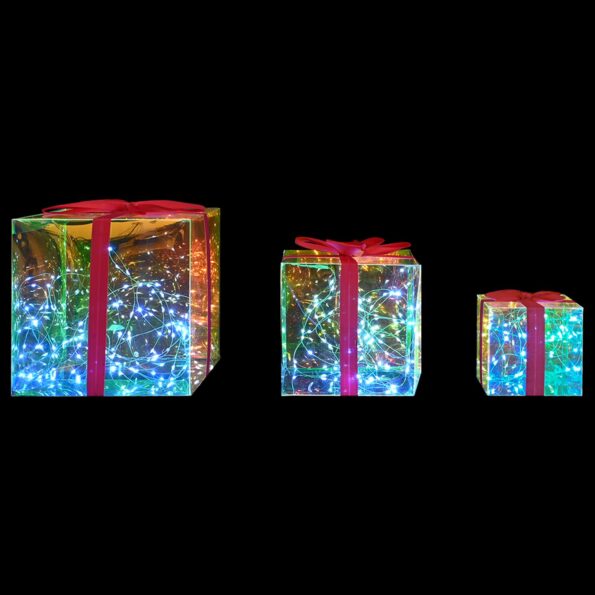 vidaXL Prizmatická iridescentná LED darčeková krabička 3 ks – Obrázok 4