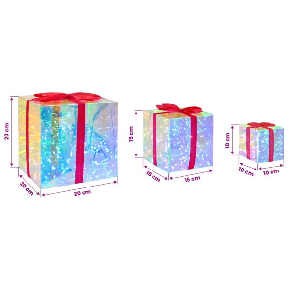vidaXL Prizmatická iridescentná LED darčeková krabička 3 ks – Obrázok 6