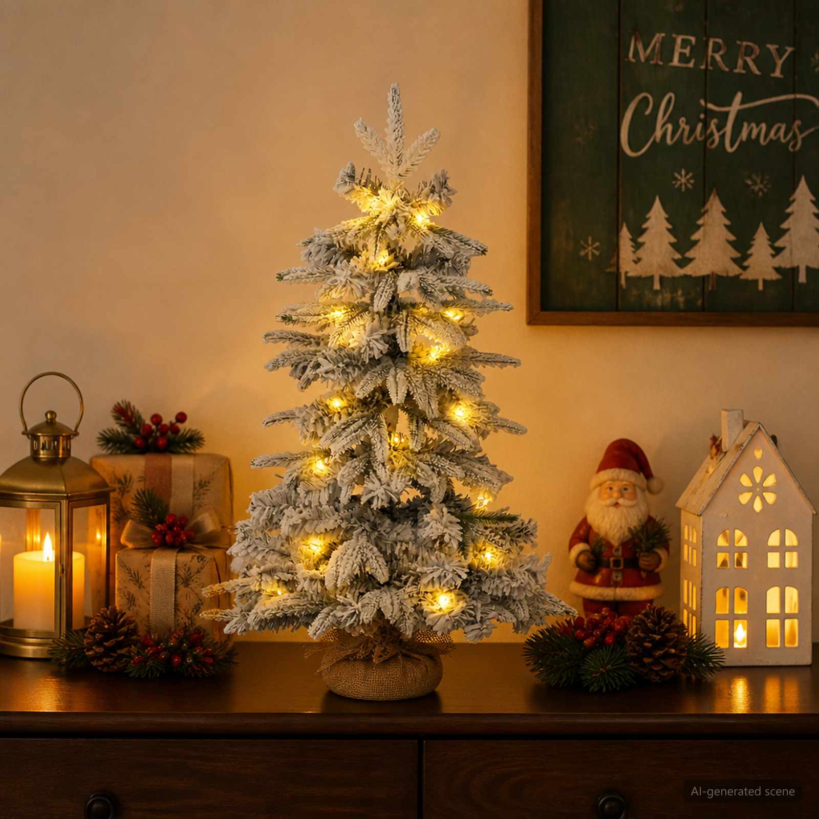 42056954_1.jpg vidaXL Mini vianočný stromček 45 cm 25 LED Teplá biela PVC a PE – Obrázok 1