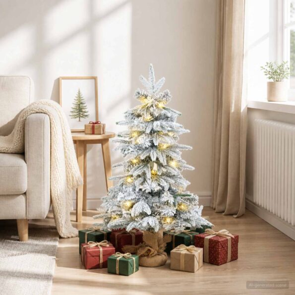 vidaXL Mini vianočný stromček 90 cm 50 LED Teplá biela PVC a PE – Obrázok 3