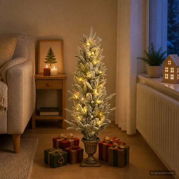 vidaXL Mini vianočný stromček 120 cm 100 LED Teplá biela PVC a PE – Obrázok 3