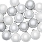vidaXL Sada vianočných gúľ 30 ks strieborná a biela 6 cm Polystyrén – Obrázok 4