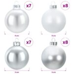 vidaXL Sada vianočných gúľ 30 ks strieborná a biela 6 cm Polystyrén – Obrázok 5