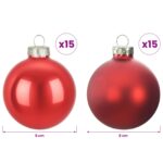vidaXL Sada vianočných gúľ 30 ks Červená 6 cm Polystyrén – Obrázok 5