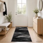 vidaXL Behúň na koberce FLORNES Tkaný Čierna 100 x 450 cm PP 7 mm