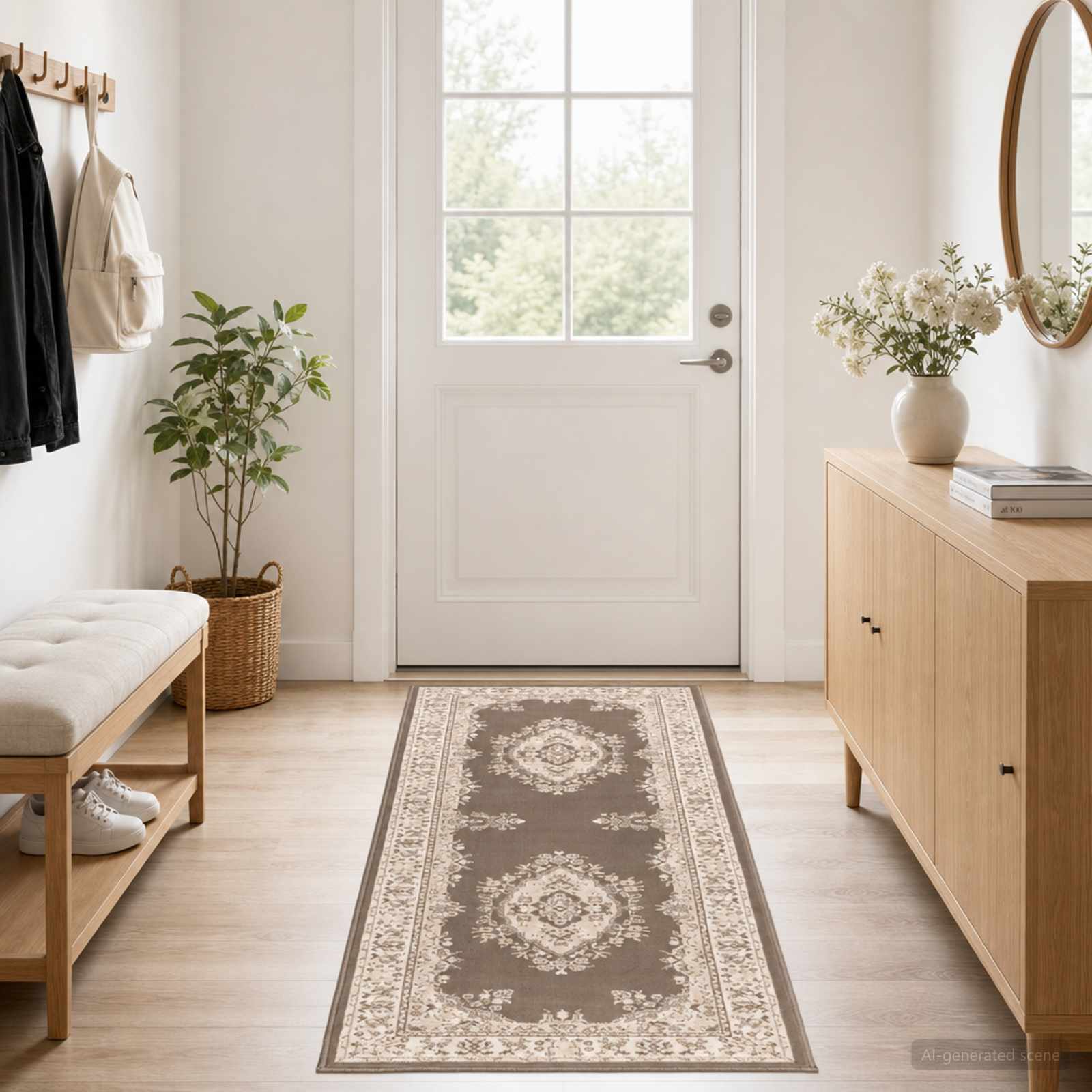 42057493_1.jpg vidaXL Behúň na koberce FLORNES Tkaný Sivohnedá 80 x 200 cm PP 7 mm – Obrázok 1