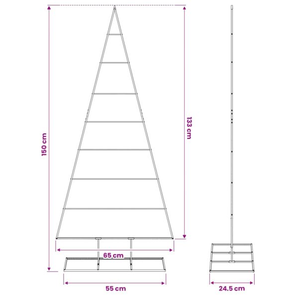 vidaXL Kovový vianočný stromček KUOPIO 150 cm Kov Čierna – Obrázok 7